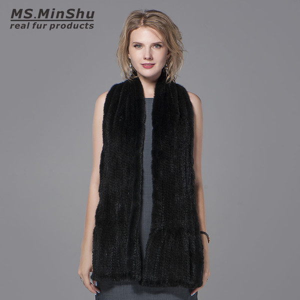 Hand Knitted Long Mink hair Scarf Natural Mink hair Scarf Woman Winter Scarf Wrap Genuine real Fur Shawl Female Ms.MinShu