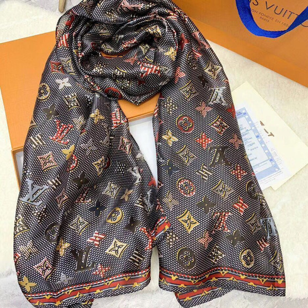 European Silk scarf For women High Quality Womens Spring letter printed pashmina scarves newest silk scarfs Fashion head scarf