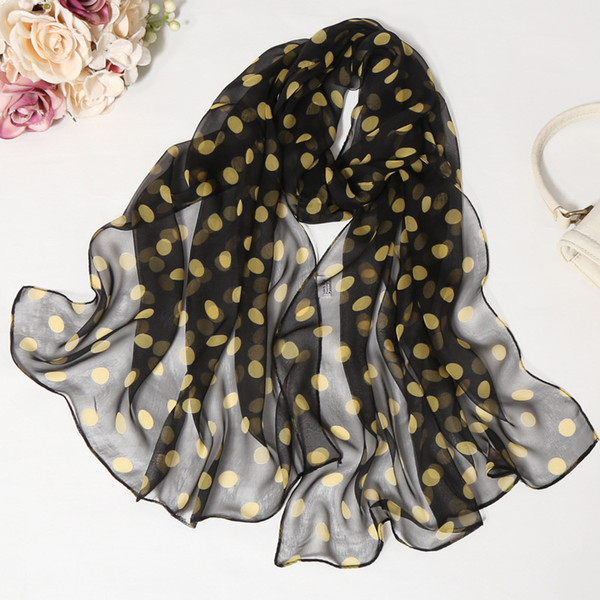 160*50 cm High Quality Cute Polka Dot Printed Pattern Silk-like Georgette Ladies Women Long Scarf Beach Shawl