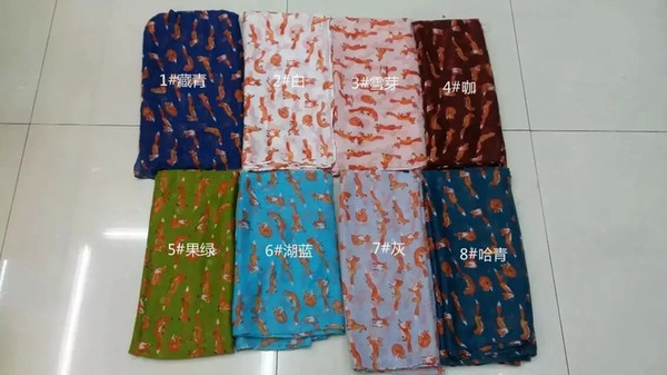 Hot sale Small Fox Print Scarf 2016 Women New Fashion Animal Pattern Shawls Wrap Hijab Wholesale 10pcs/LOT Free Shipping