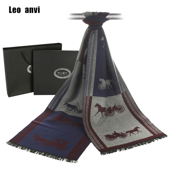 Warm Winter Business Casual Cachecol luxury brand designer Cashmere Scarf Men horse carriage mens Shawl Wrap scarves foulard D18102406