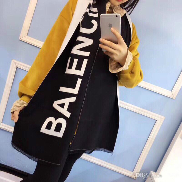 Brand Designer-INS HOT Branded Women Soft Warm Wool Scarf Designer Lady Oblong Shape Selvedge Finishing Cotton Jacquard Scarf