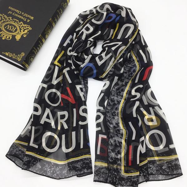 Brand new design women's long fashion scarves 100% silk material print letters pattern size : 180cm - 65cm