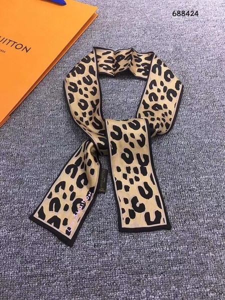 personality Fashion luxury Designs leopard print Scarf ladies individual character female silk fabricsilk scarf size120cm*7cm