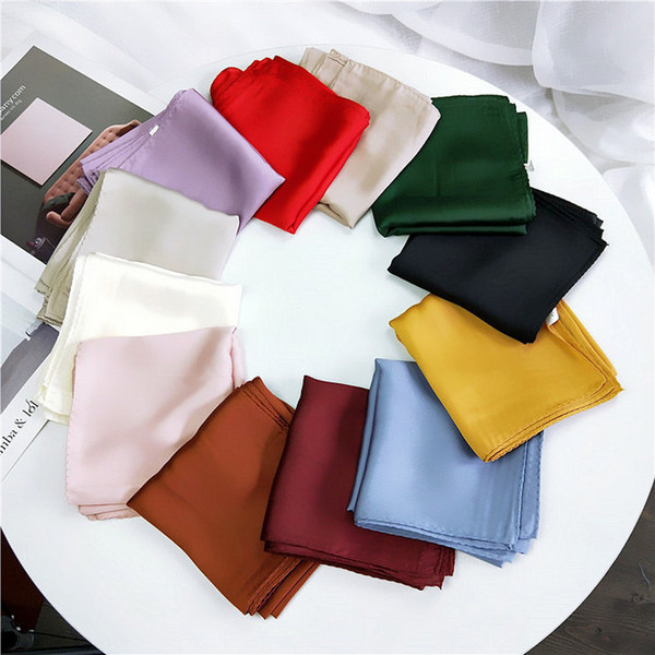 2019 Spring and Summer Brand New Fashion Neck Scarf Office Lady Classic Plain Square Wraps All-match Kerchief Wholesale LSF069