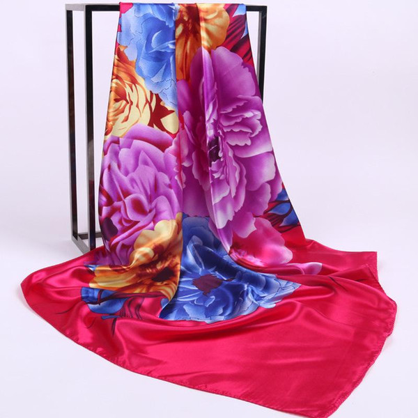 New spring and autumn ladies printed 90cm square silk flowers silk scarves Hangzhou silk scarves factory wholesale