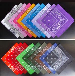 Lot Hot sale 20 Colour 20pcs 100% Cotton Paisley Bandanas double sided head wrap scarf wristband