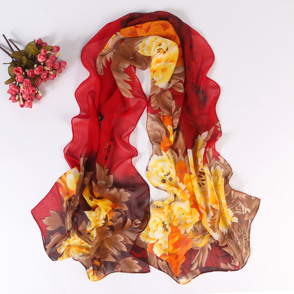 2017 new silk scarf chiffon silk scarves with a scarf size 160*50CM multi-color optional free delivery