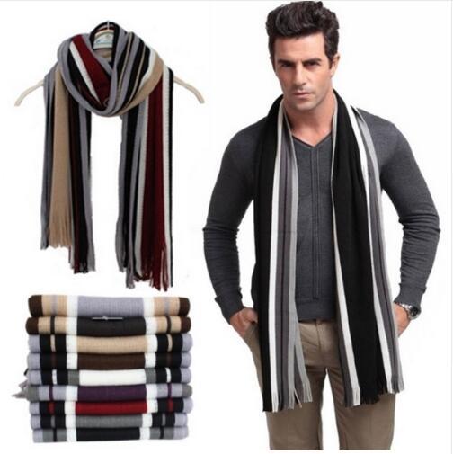 Winter Designer Scarf Men Striped Cotton Scarf Female Male Shawl Wrap Knit Cashmere Bufandas Striped Scarf With Tassels