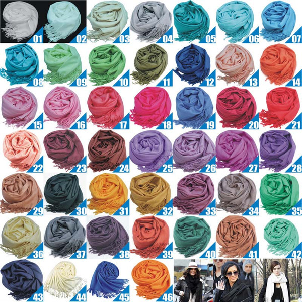 hot item Pashmina Cashmere Silk Solid Shawl Wrap Unisex Long Range Scarf Women's Girls Ladies Scarf Pure 40 Color