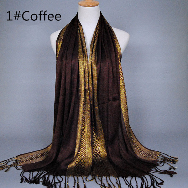 Scarves & Wraps For Women 2019 Brand New Fashion Pashmina High Quality National Cotton Gold Yarn Tassels Shawls Wholesale LSF101