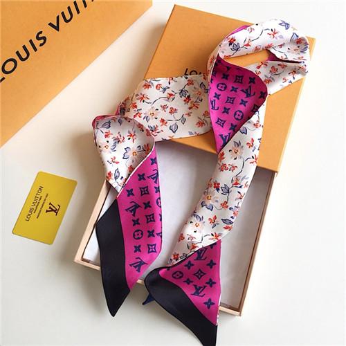 2019 Silk Kerchief Women Fashion VVV Head Scarves Geometric Check Print Neck Wraps 85*5cm Handle Ribbons