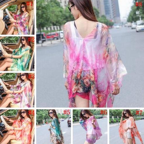 Chiffon Beach Smock Sarong Wrap Pareo Bikini Cover Ups Driving Scarves Beach Dress Sunscreen Shawl Beachwear Swimdress Scarf OOA1453