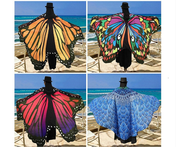 2018 hot chiffon Butterfly beach scarves Shawls Women beach scarves Fashion Wraps Female Scarves Shawls