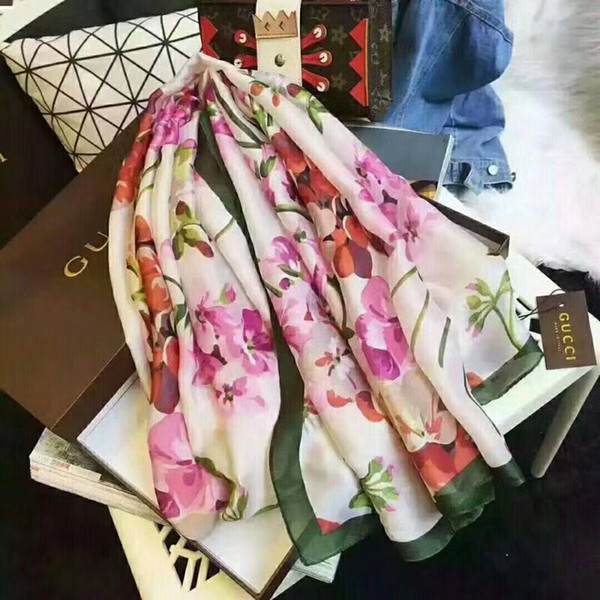 2019 women's luxury brand high-grade silk scarf specifications 180*90 cm hot selling polka dot pattern silk scarf designed for spring, summe