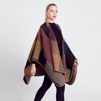 Ladies Shawls Scarfs New Autumn and Winter Color Geometric Scarf for Women Imitation Cashmere Cloak Wild Print Shawl Coat 20 Colors
