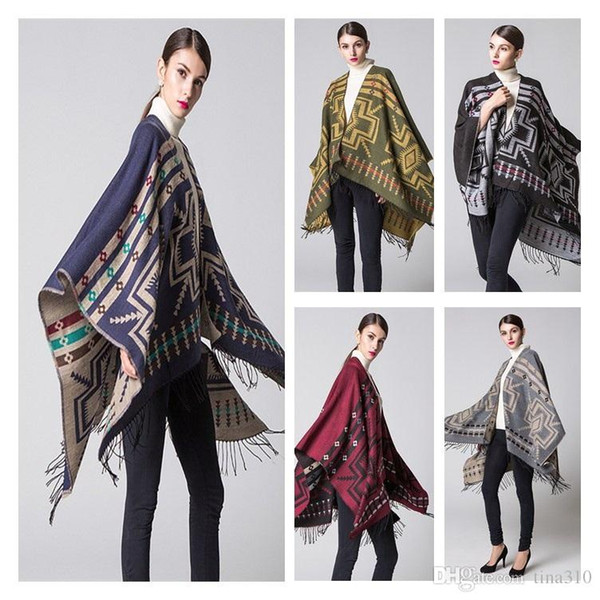 wholesale-Fashion Autumn and winter scarves National style scarves Ladies Travel Shawls wool thicken the cloak women shawls A0348
