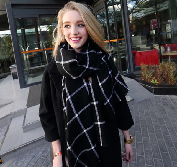 Many manufacturers wholesale cashmere shawl scarves New Lady Women Blanket black white Plaid Cozy Checked Tartan Scarf Wraps shawl N2527