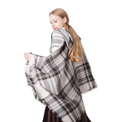 10 Colors Women Plaid Scarves Grid Tassel Wrap Oversized Check Shawl Neckerchief Lattice Blanket Scarf Cap with hood shawl YD0087 10pcs
