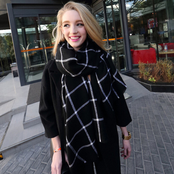 2016 Many manufacturers wholesale cashmere shawl scarves New Lady Women Blanket black white Plaid Cozy Checked Tartan Scarf Wraps shawl 298y