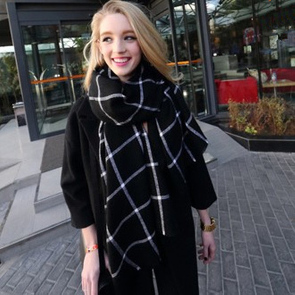 Wholesale Fashion Cashmere Shawl Scarves New Lady Women Men Blanket Scarf Black White Plaid Cozy Checked Tartan Scarf Wraps Shawl