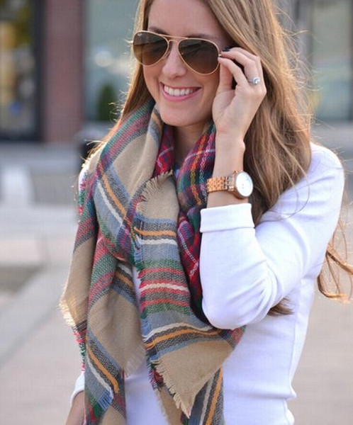 new Christmas Party Price Lady Blanket Oversized Tartan Scarf Wrap Shawl Plaid Cozy Checked Pashmina corlorful autumn winter scarves