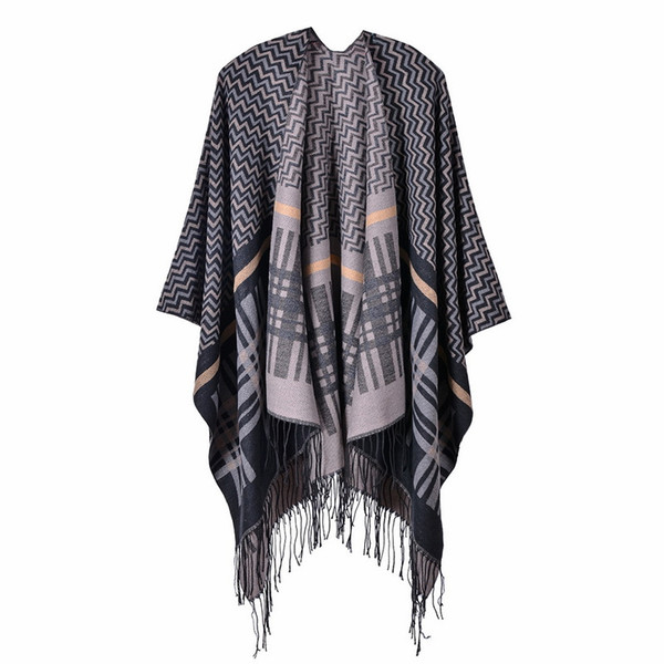 Ladies Shawls cross wave pattern geometry classic imitation cashmere shawl thick cloak