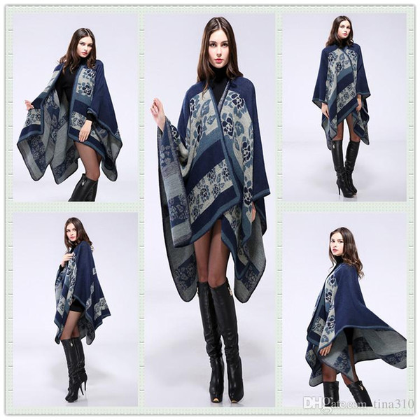wholesale-Fashion Autumn and winter scarves flowers scarves Ladies Travel Shawls wool thicken the cloak Printing scarf women shawls A0347