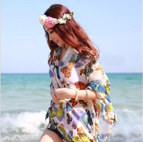 Bikini Swimwear Butterfly Sarong Beach Cover Up Beach Dress Sexy Women Long Scarf Wrap Good Quality C1264