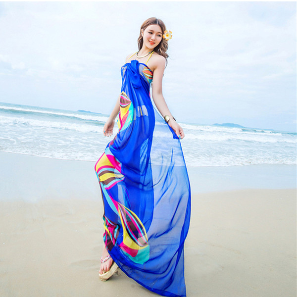 2018 Summer New Large Simulation Silk Scarf High Quality Long Printed Scarf Ladies Sunscreen Shawl 190x140cm