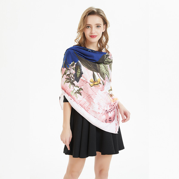 Postal stamp scarf pshmina wraps amphibious women real silk spring and summer fashion ornament mature joker