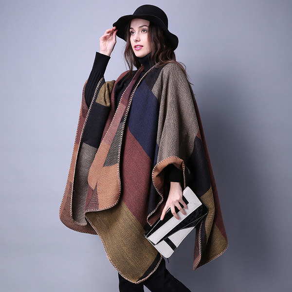 Autumn and winter scarves wild ladies travel shawl imitation cashmere, wind open fork thick cloak.DHL free
