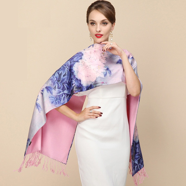 2017 Fashion Ladies Big Scarf silk Scarf Women Wraps Real Double-deck Thickened Brush Autumn Winter Shawl Scarves