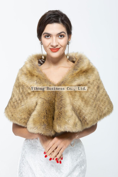 PJ105 Women Faux Fur Shawl Wraps Stole Cloak Coat Sweater Cape for Evening Party/Bridal/Bridesmaids