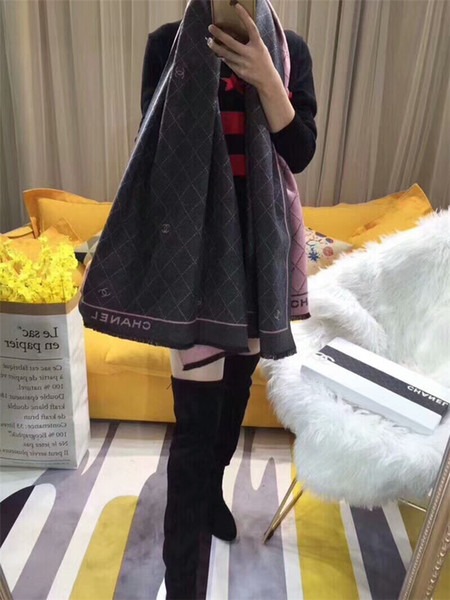 Winter 2018 new wool warm thick scarf soft cashmere two-color double-sided luxury brand shawl