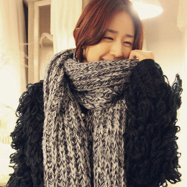 Korea thick warm winter jacket oversized fluffy mohair wool scarf knitted wool scarves for men and women couple models