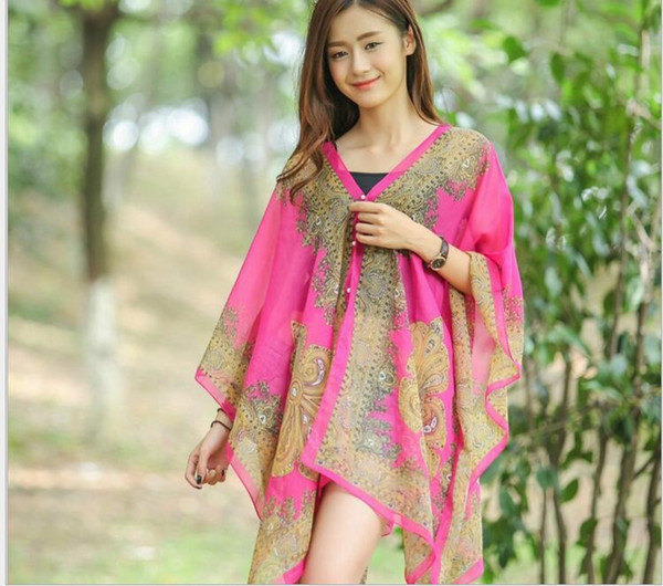 Women pattern Color Scarf printing Scarf 100*150cm Shawls And Scarves Chiffon Scarf Warm Beach Pashmina 10 colors APO--001