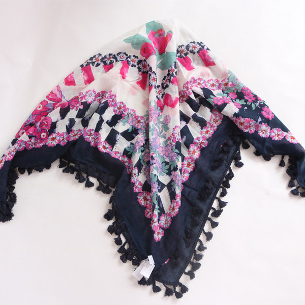 Spring Winter New Women Warm Scarf European Hot Printing Flower Shawl Pure Cotton Retro Square Shawls