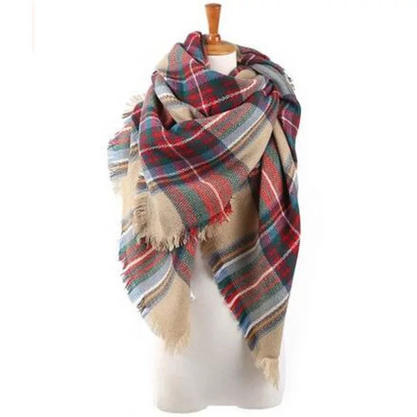 Classic autumn winter plaid scarf fringed cashmere imitation thickened warm fashion striped shawl for women and men