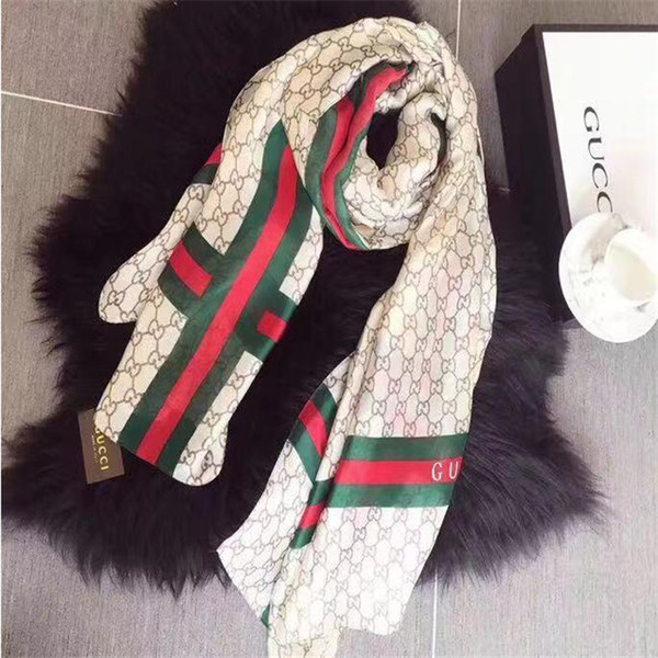 Women Silk Scarves Luxury Brand scarf for Women 2019 New Designer Hemming Long Scarves Shawls Wrap With Tag 180x90Cm Shawls Collar Headband