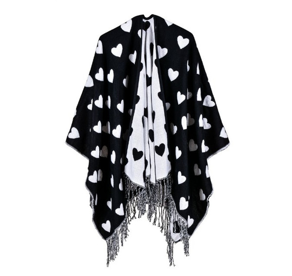 New classic peach tassel wrapped edge split European and American cashmere-like tassel shawl popular fashion Cloak