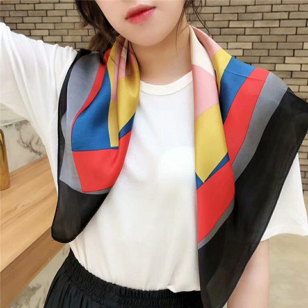 Brand Luxury Silk Scarf High Quality Designer Women's Brand Multicolored Shawl Scarf Fashion Square Shawl
