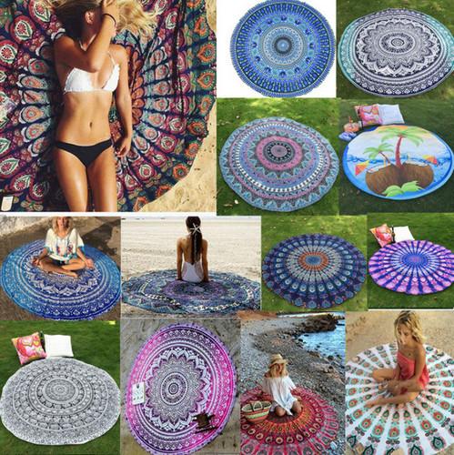 2019 European and American wind silk scarf retro peacock tail fashion printed scarf round beach scarf