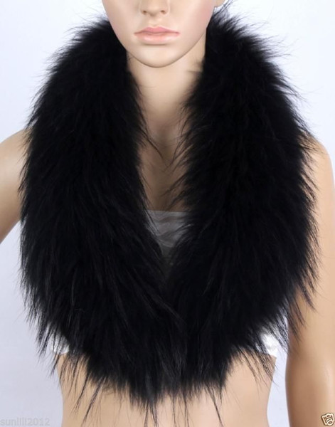 Real fox racoon fur Collar stole Neck Warmer Wrap shrug Scarves scarf shawl cape