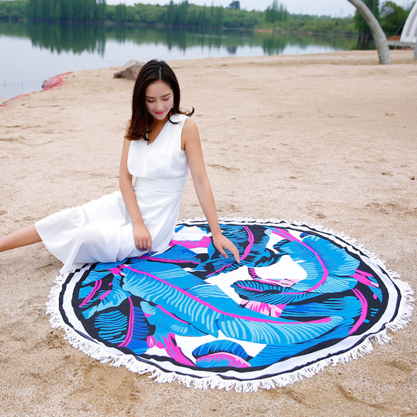135CM Round Beach Towel With Tassels Microfiber Large Reactive Printing Beach Towels Bath Towel