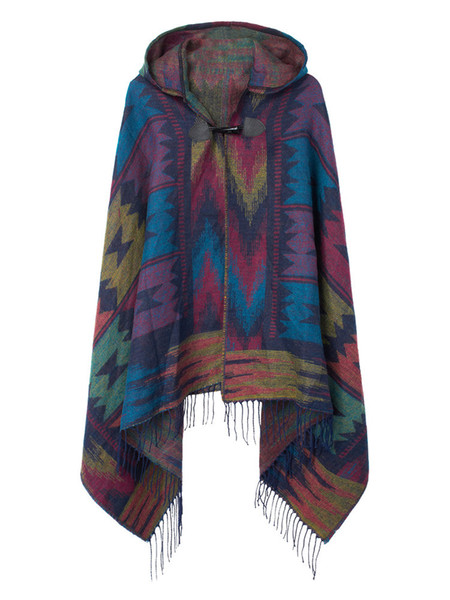 Big scarves winter scarf cashmere poncho women Bohemian Shawl Scarf Tribal Fringe Hoodies blankets Cape shawl Ponchos and Capes