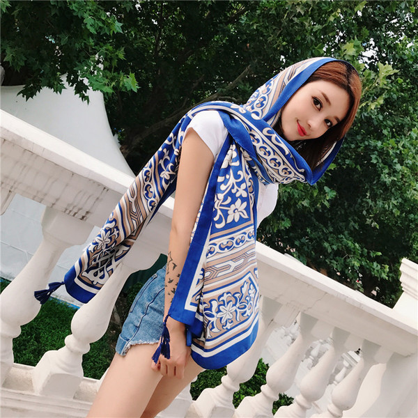 High quality summer new woman scarf beach towel seaside holiday national wind scarf female air conditioning shawl