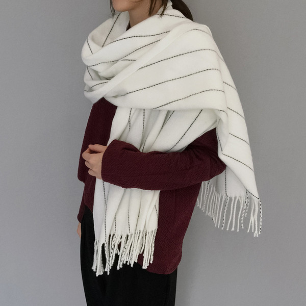 New winter scarf Texture tassel warm warm chaddar bar dotted line joker shawls scarf