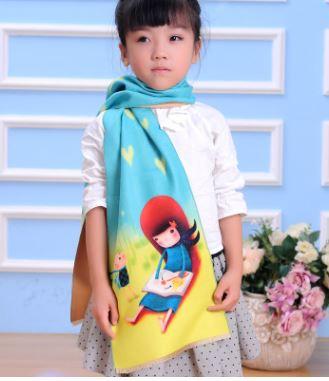 2018 hot sale fashionble Chinese children's imitation cashmere scarf Boys girls big national wind flower simple shawl