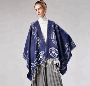 Winter women warm Jacquard Yarn Dyed Womens Fashion Heavy Acrylic Shawl